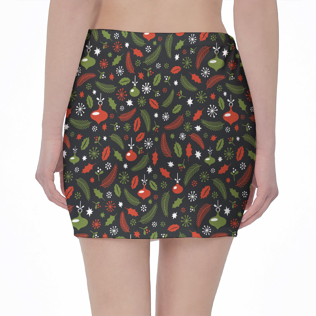 Christmas Decorations Pattern Print Pencil Mini Skirt