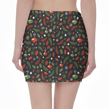 Christmas Decorations Pattern Print Pencil Mini Skirt