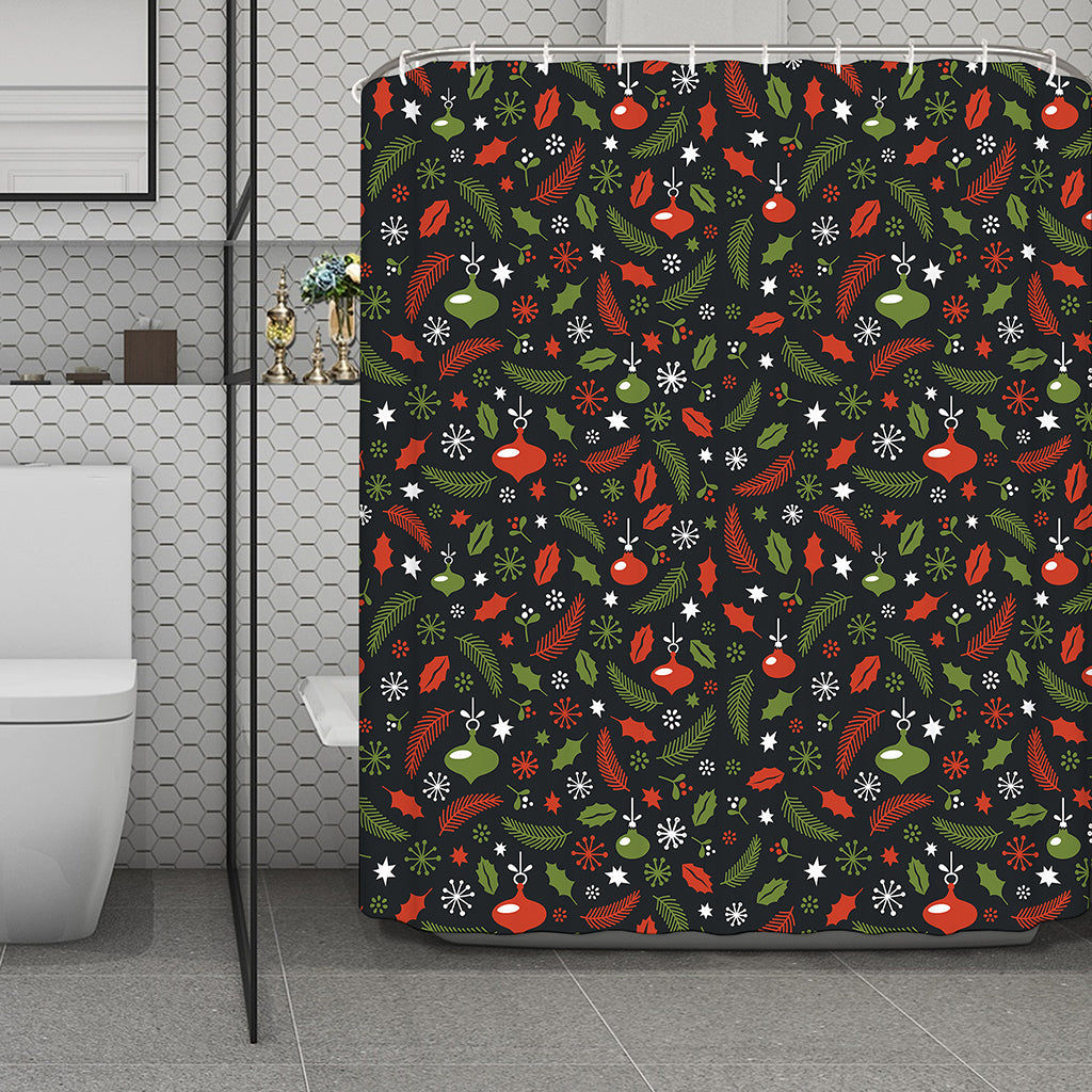 Christmas Decorations Pattern Print Polyester Shower Curtain