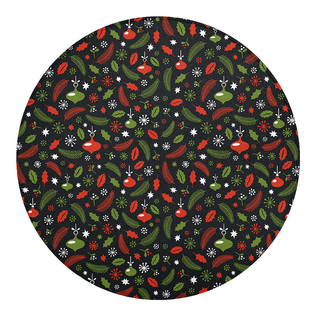 Christmas Decorations Pattern Print Round Blanket