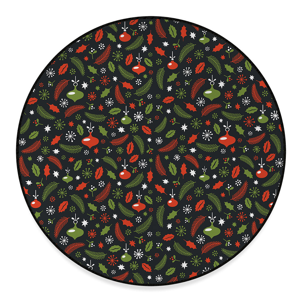 Christmas Decorations Pattern Print Round Floor Mat