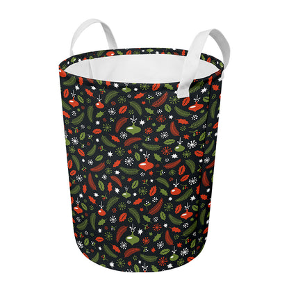 Christmas Decorations Pattern Print Round Laundry Basket