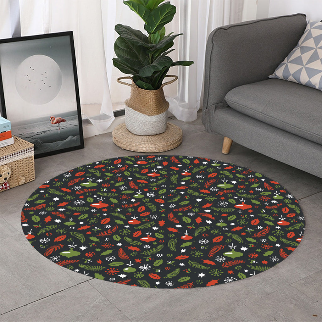 Christmas Decorations Pattern Print Round Rug