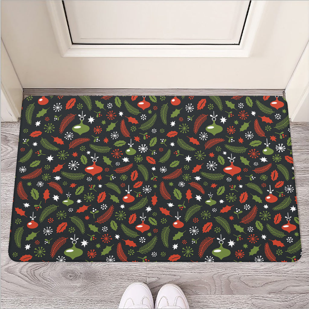 Christmas Decorations Pattern Print Rubber Doormat