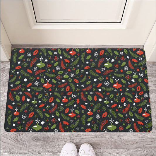 Christmas Decorations Pattern Print Rubber Doormat