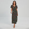 Christmas Decorations Pattern Print Short Sleeve Maxi Dress