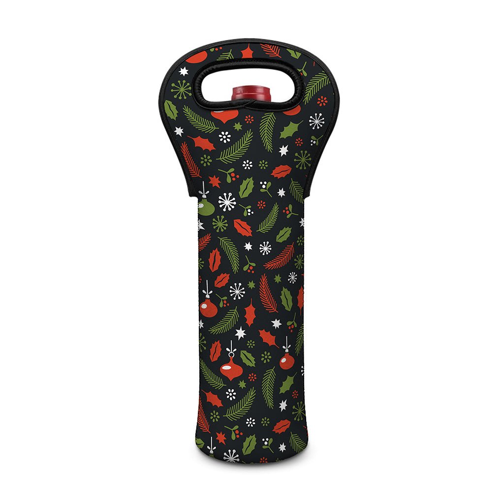 Christmas Decorations Pattern Print Single Neoprene Wine Tote