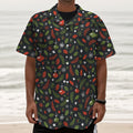Christmas Decorations Pattern Print Textured Short Sleeve Shirt