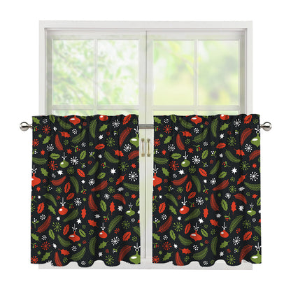 Christmas Decorations Pattern Print Tier Curtains