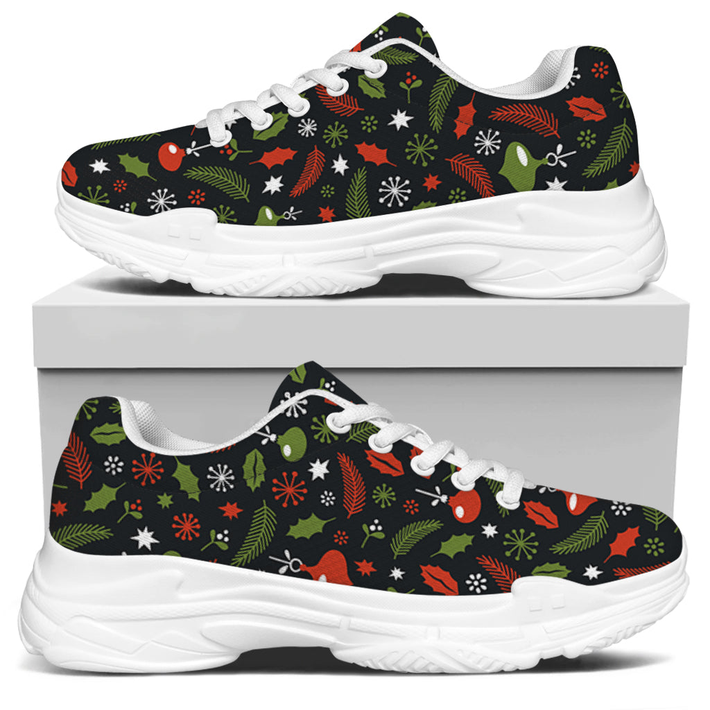 Christmas Decorations Pattern Print White Chunky Shoes