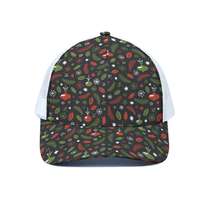 Christmas Decorations Pattern Print White Mesh Trucker Cap