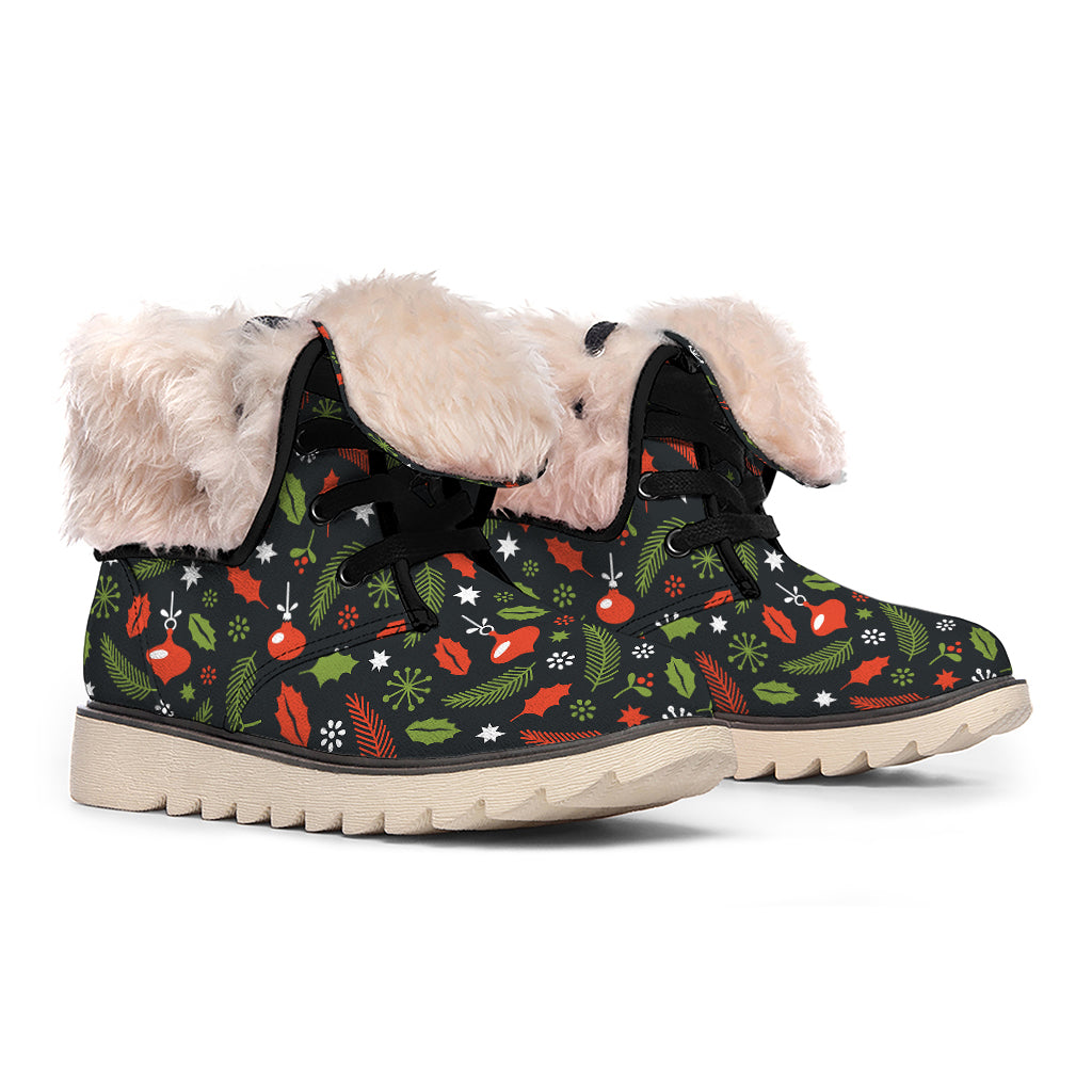 Christmas Decorations Pattern Print Winter Boots