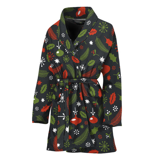 Christmas Decorations Pattern Print Women's Bathrobe