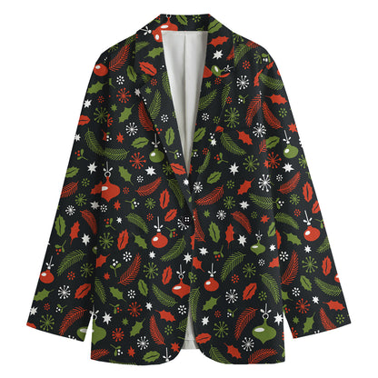 Christmas Decorations Pattern Print Women's Blazer