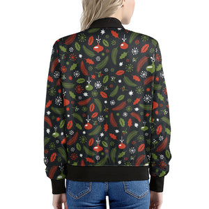 Christmas Decorations Pattern Print Women's Bomber Jacket