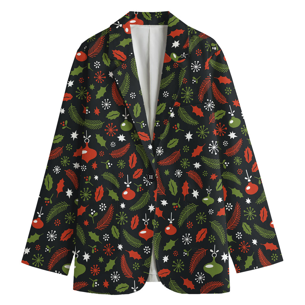 Christmas Decorations Pattern Print Women's Cotton Blazer