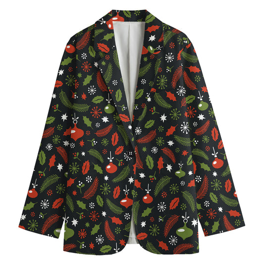 Christmas Decorations Pattern Print Women's Cotton Blazer