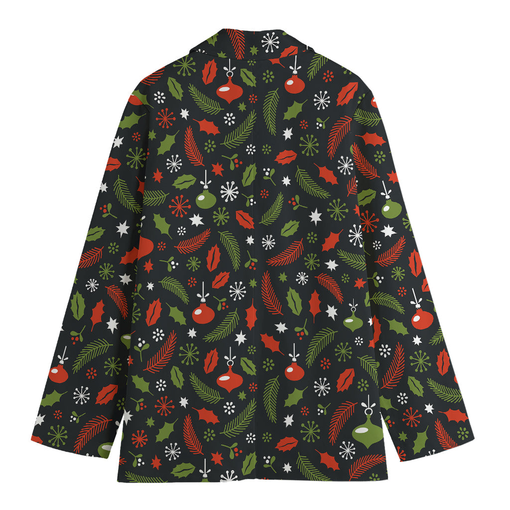 Christmas Decorations Pattern Print Women's Cotton Blazer