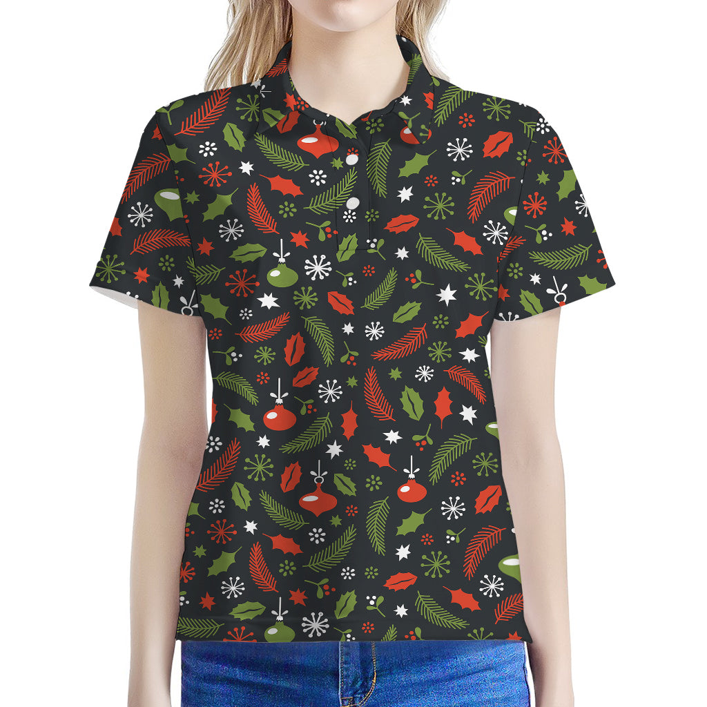 Christmas Decorations Pattern Print Women's Polo Shirt