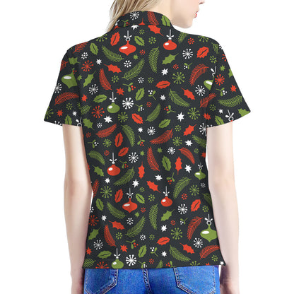 Christmas Decorations Pattern Print Women's Polo Shirt