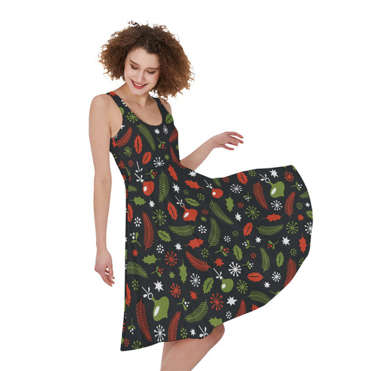 Christmas Decorations Pattern Print Women's Sleeveless Dress