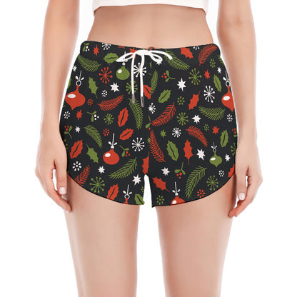 Christmas Decorations Pattern Print Women's Split Running Shorts