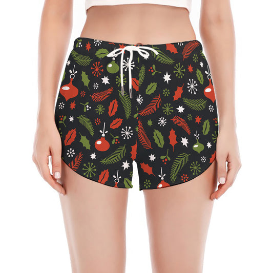Christmas Decorations Pattern Print Women's Split Running Shorts