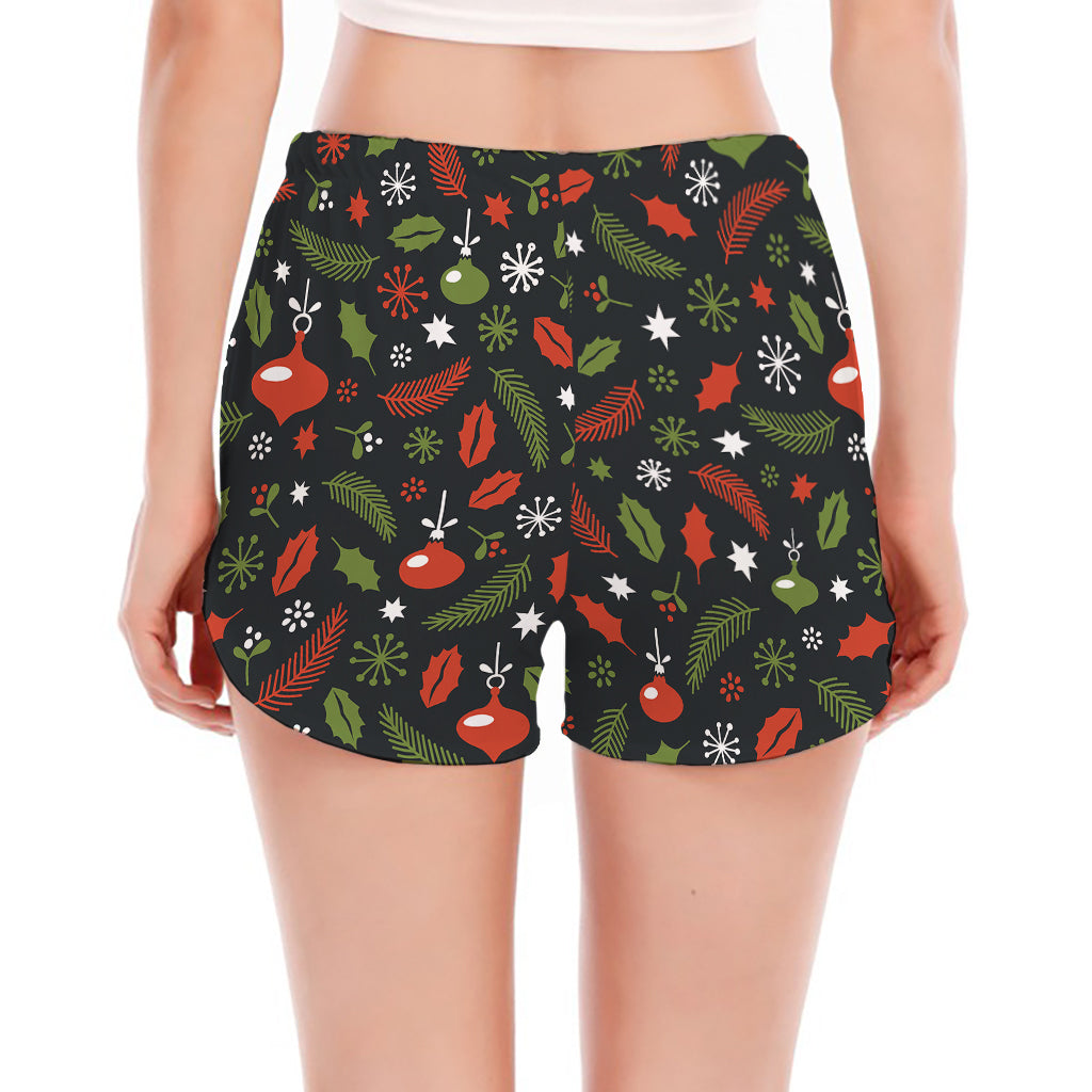 Christmas Decorations Pattern Print Women's Split Running Shorts