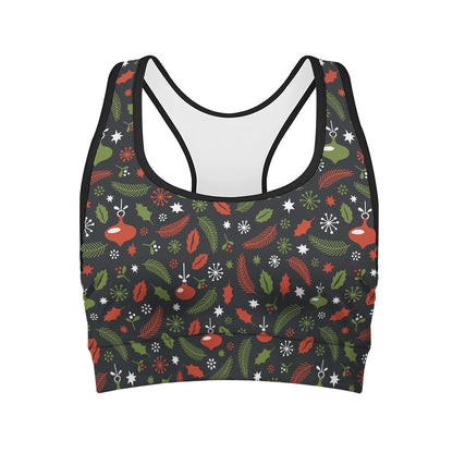 Christmas Decorations Pattern Print Women's Sports Bra