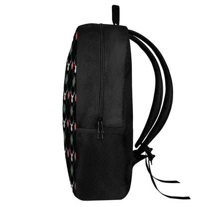 Christmas Deer Argyle Pattern Print 17 Inch Backpack