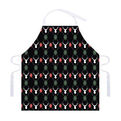 Christmas Deer Argyle Pattern Print Adjustable Apron