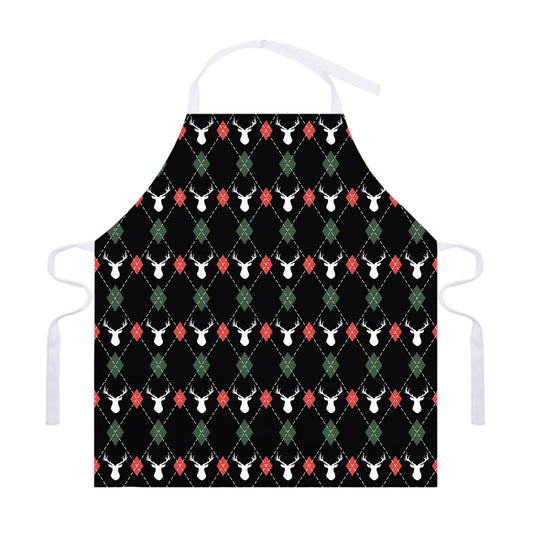 Christmas Deer Argyle Pattern Print Adjustable Apron
