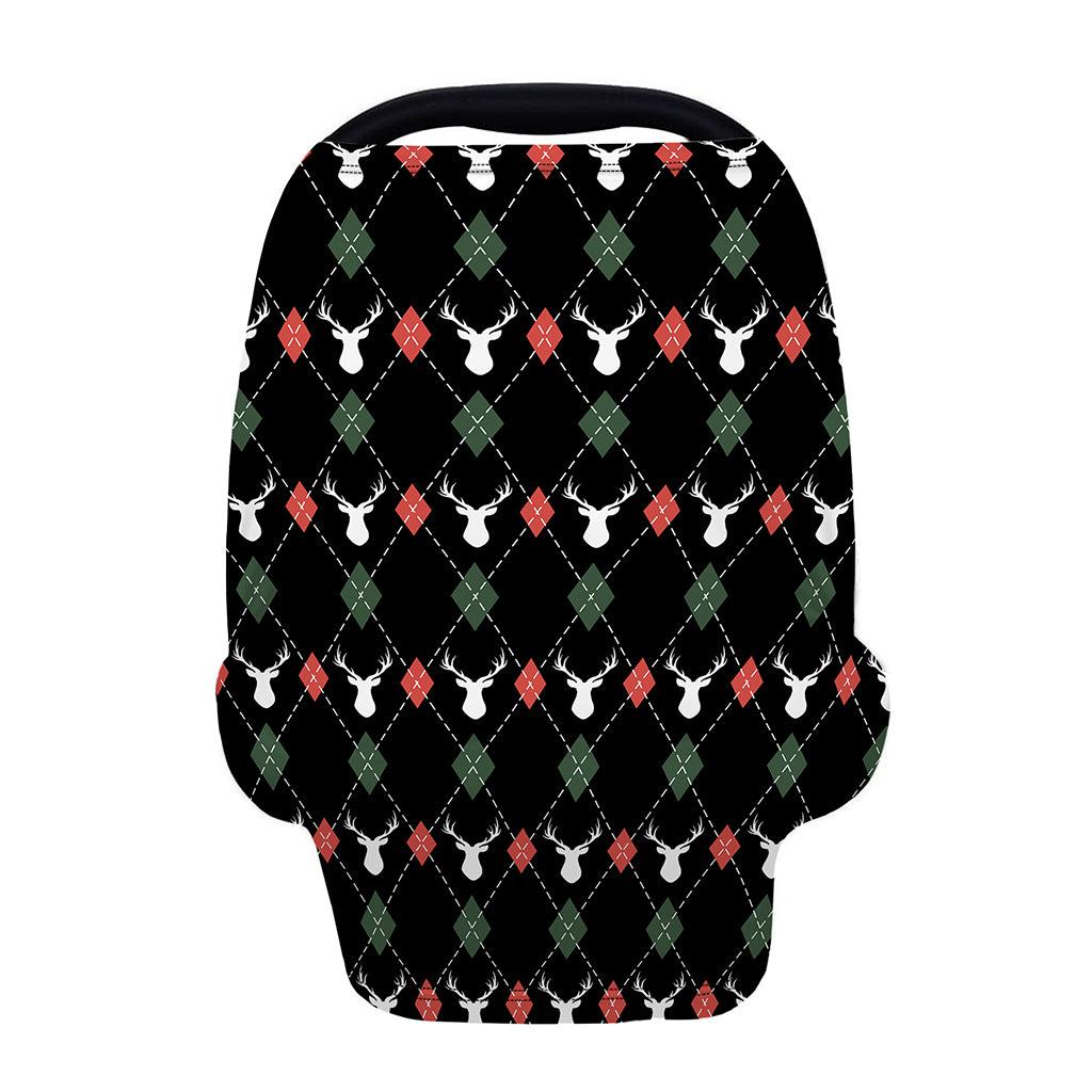 Christmas Deer Argyle Pattern Print Baby Seat Cover