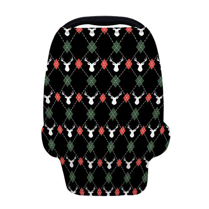 Christmas Deer Argyle Pattern Print Baby Seat Cover