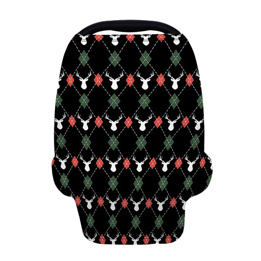 Christmas Deer Argyle Pattern Print Baby Seat Cover