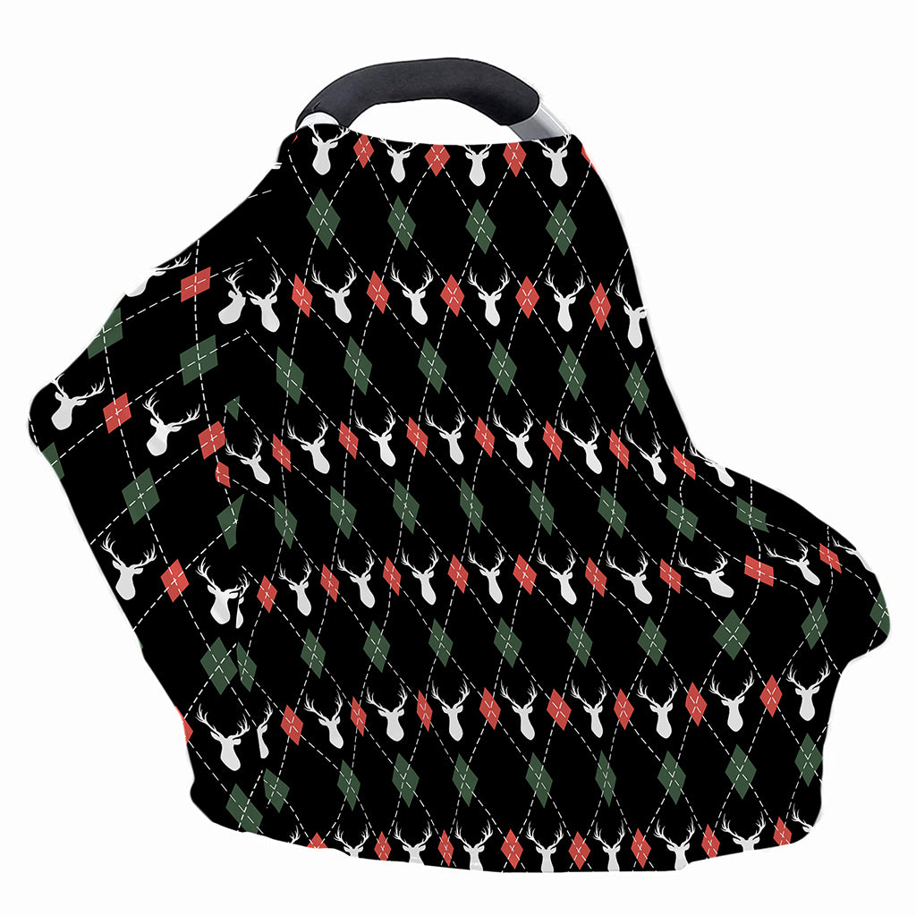Christmas Deer Argyle Pattern Print Baby Seat Cover