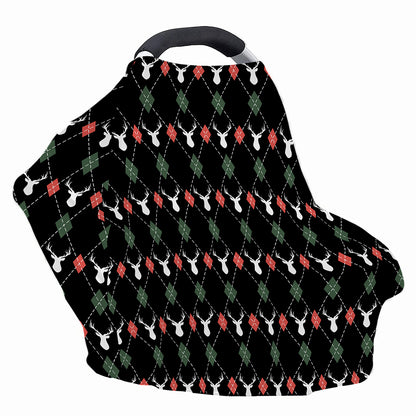 Christmas Deer Argyle Pattern Print Baby Seat Cover