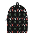 Christmas Deer Argyle Pattern Print Backpack