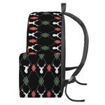 Christmas Deer Argyle Pattern Print Backpack
