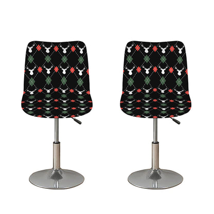 Christmas Deer Argyle Pattern Print Bar Stool Covers