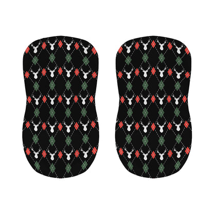 Christmas Deer Argyle Pattern Print Bar Stool Covers