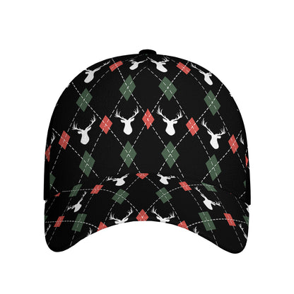 Christmas Deer Argyle Pattern Print Baseball Cap