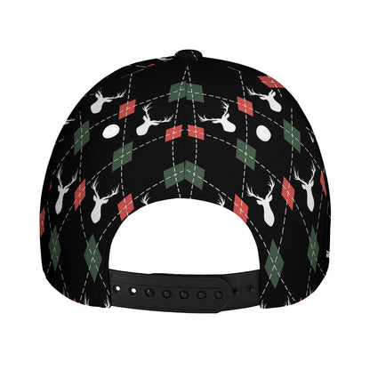 Christmas Deer Argyle Pattern Print Baseball Cap