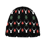 Christmas Deer Argyle Pattern Print Beanie