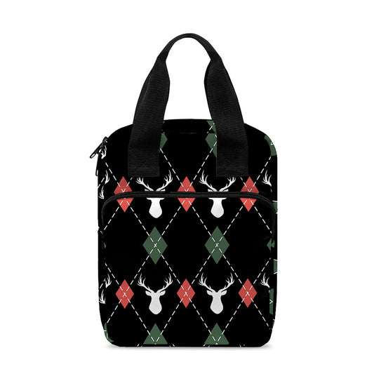 Christmas Deer Argyle Pattern Print Bible Tote Bag