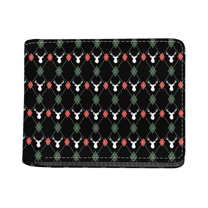 Christmas Deer Argyle Pattern Print Bifold Wallet