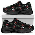 Christmas Deer Argyle Pattern Print Black Chunky Shoes