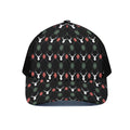 Christmas Deer Argyle Pattern Print Black Mesh Trucker Hat