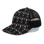 Christmas Deer Argyle Pattern Print Black Mesh Trucker Cap