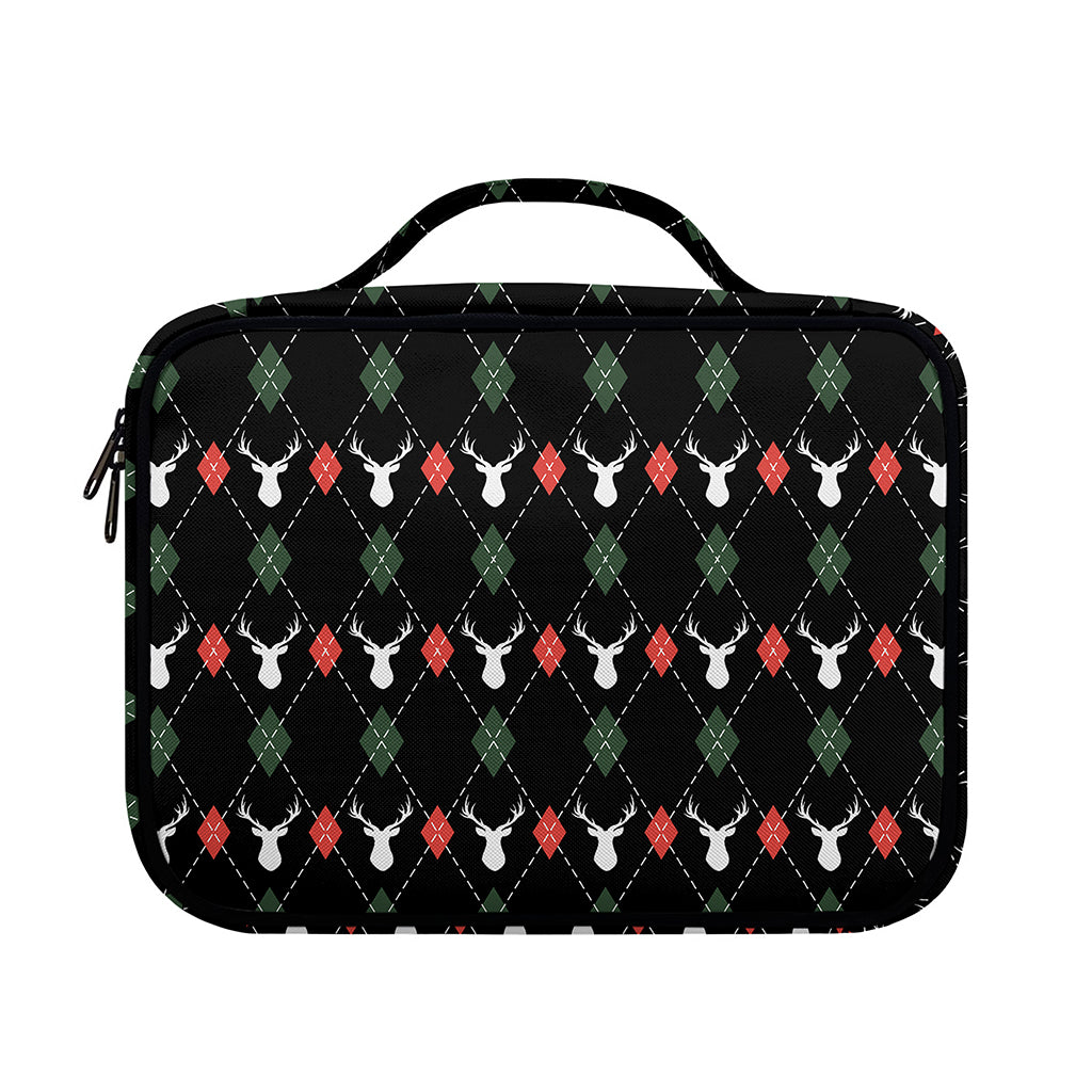 Christmas Deer Argyle Pattern Print Briefcase Bible Bag